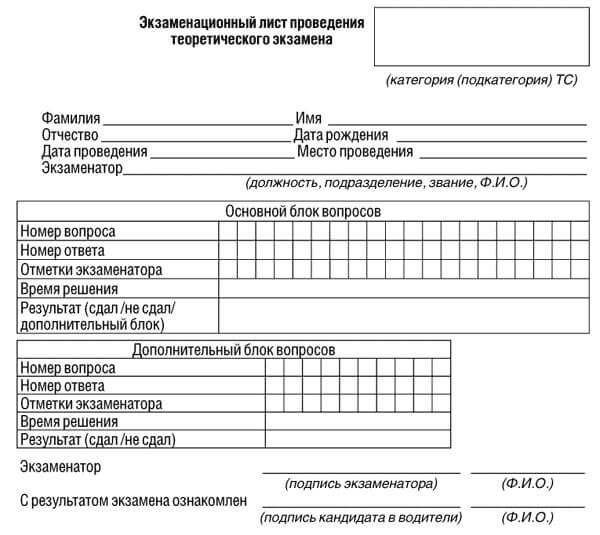 купить лист сдачи теоретического экзамена ПДД в Новоалтайске